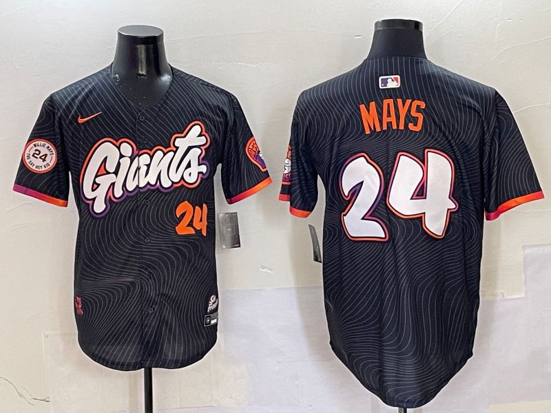 Men San Francisco Giants #24 Mays Black Second generation Joint Name 2025 Nike MLB Jersey style 2->atlanta braves->MLB Jersey